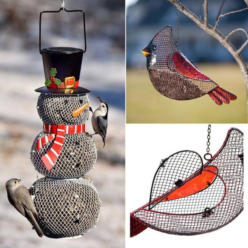 Enhance Your Outdoor Space with the Snowman Bird Style Pendant Red Bird Feeder